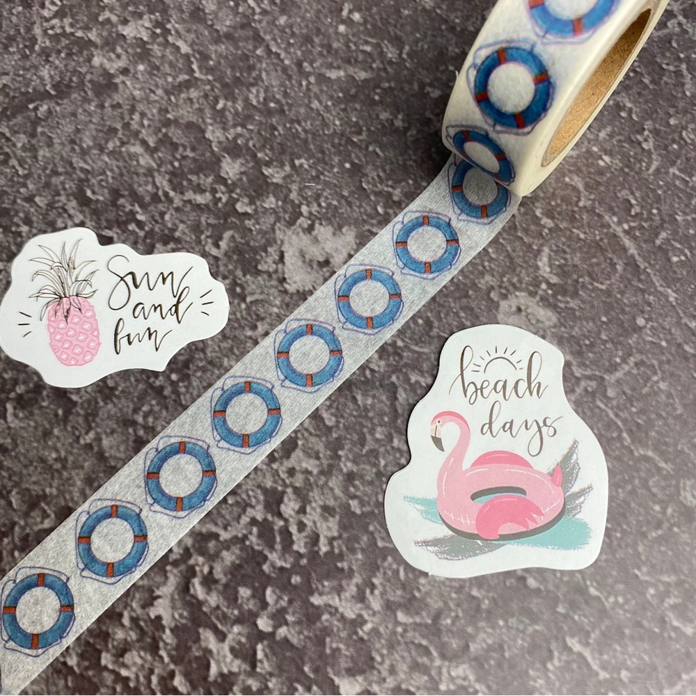 Inner Tubes, Life Ring, Lazy River, Day At The Pool, Washi Tape, 1 Roll